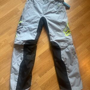 FOX SWITCH Pants Gray and Black Riding Pants with Yellow Accents -New- SIZE 9-10